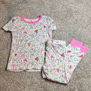 Caden Lane Floral Kids Pajama Set with Pink Trim